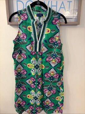 Printfresh Green Floral Sleeveless Tunic Dress